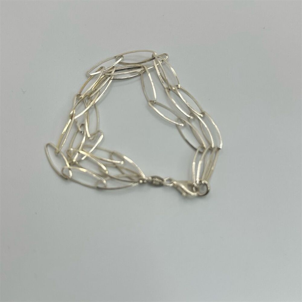 925 Italy Sterling Silver Oval Link Multi-Strand Chain Bracelet 7" 6g - Picture 2 of 11